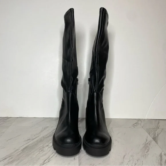 Steve Madden Derby Black Chunky Lug Sole Tall Boot 11M